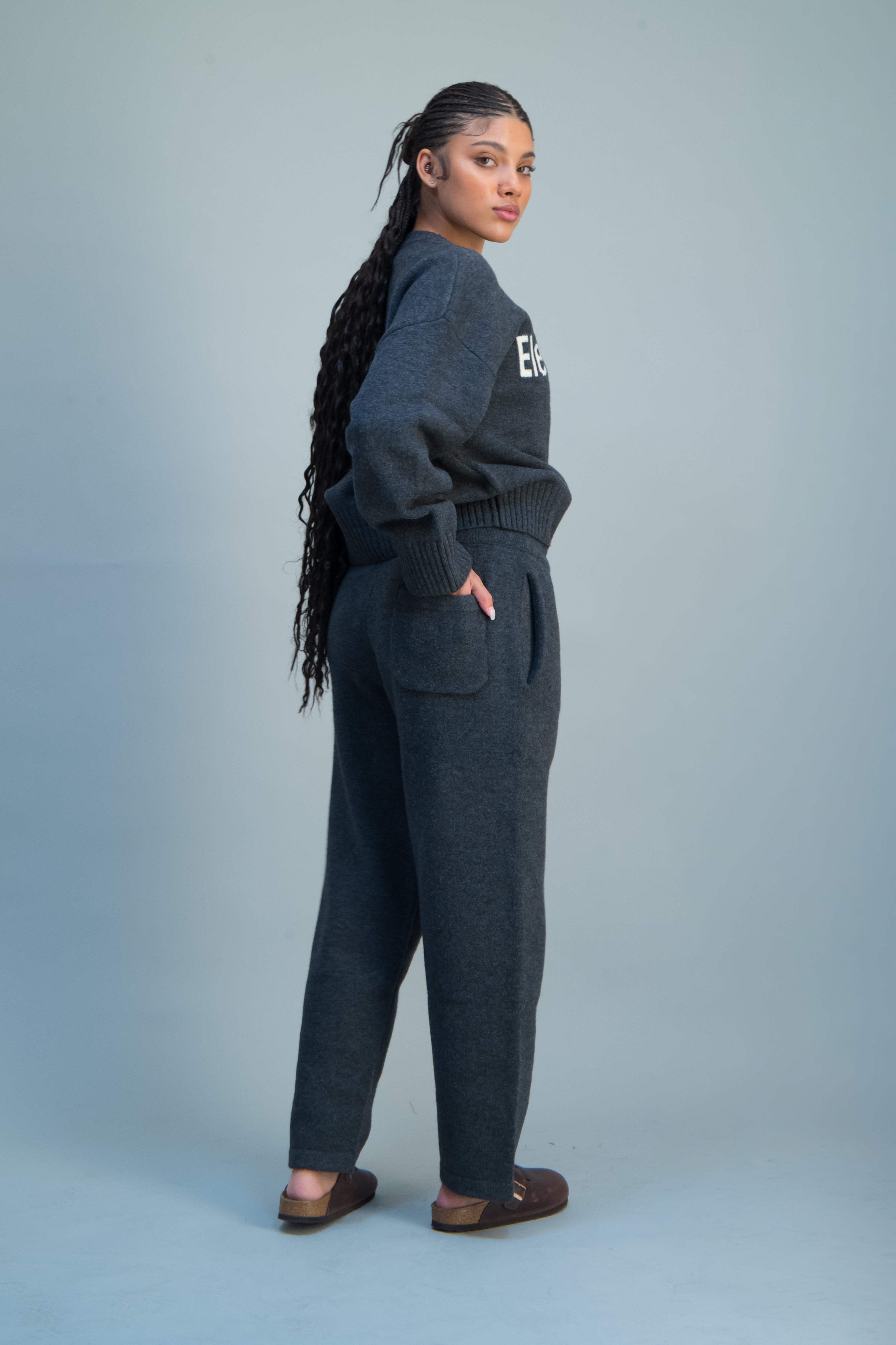 Charcoal Grey Knitted Sweatpant