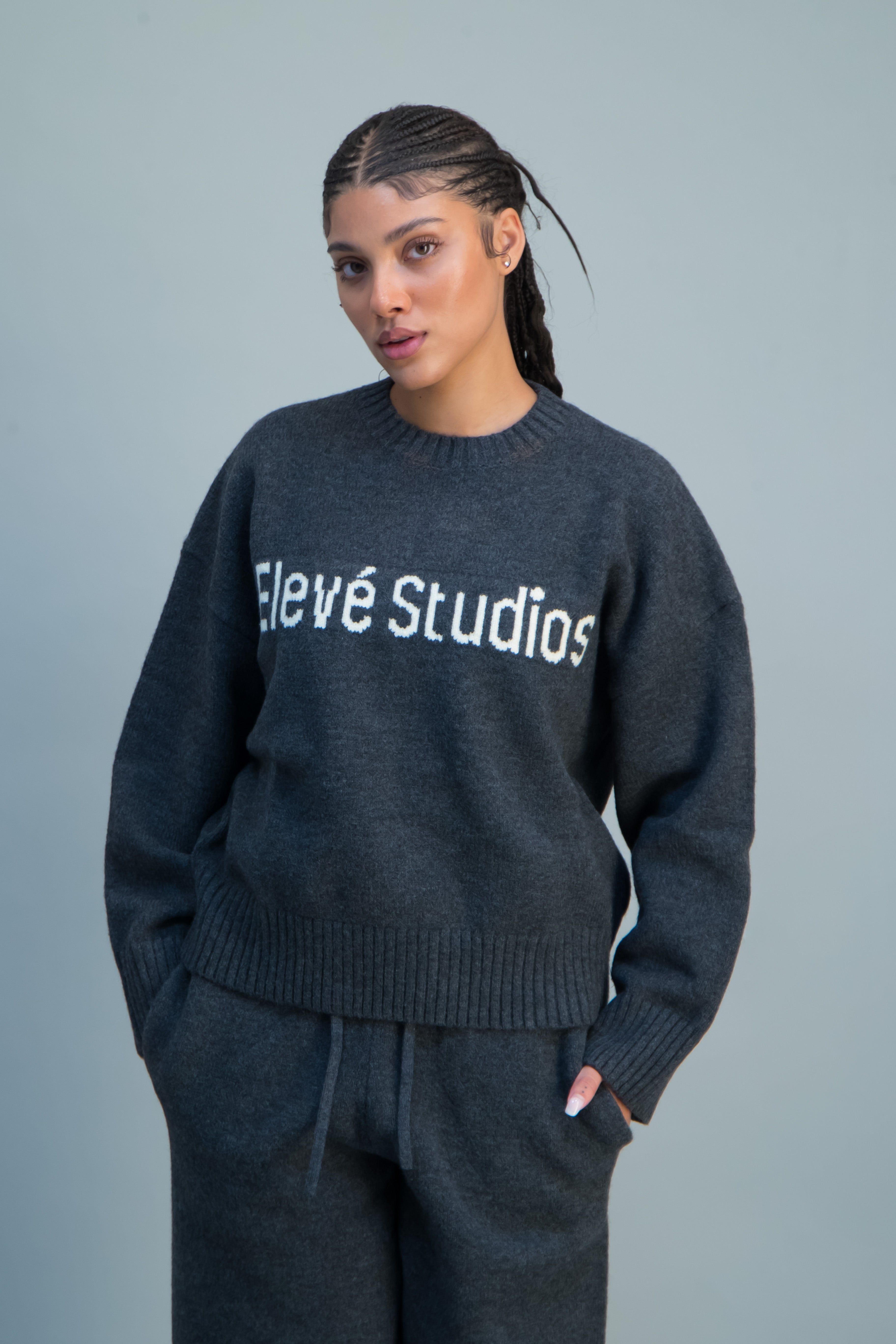 Charcoal  Grey Knitted Jersey