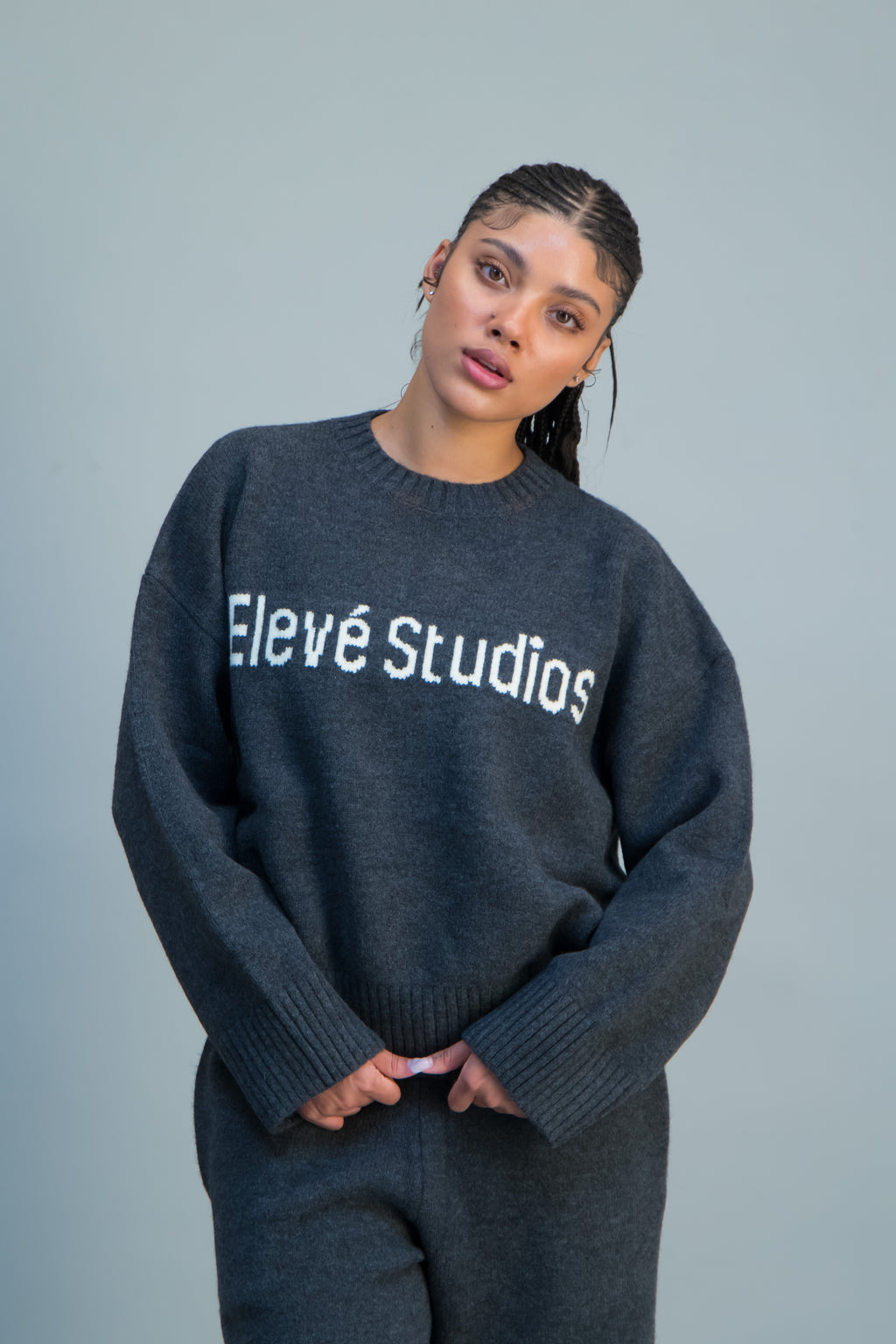 Charcoal  Grey Knitted Jersey