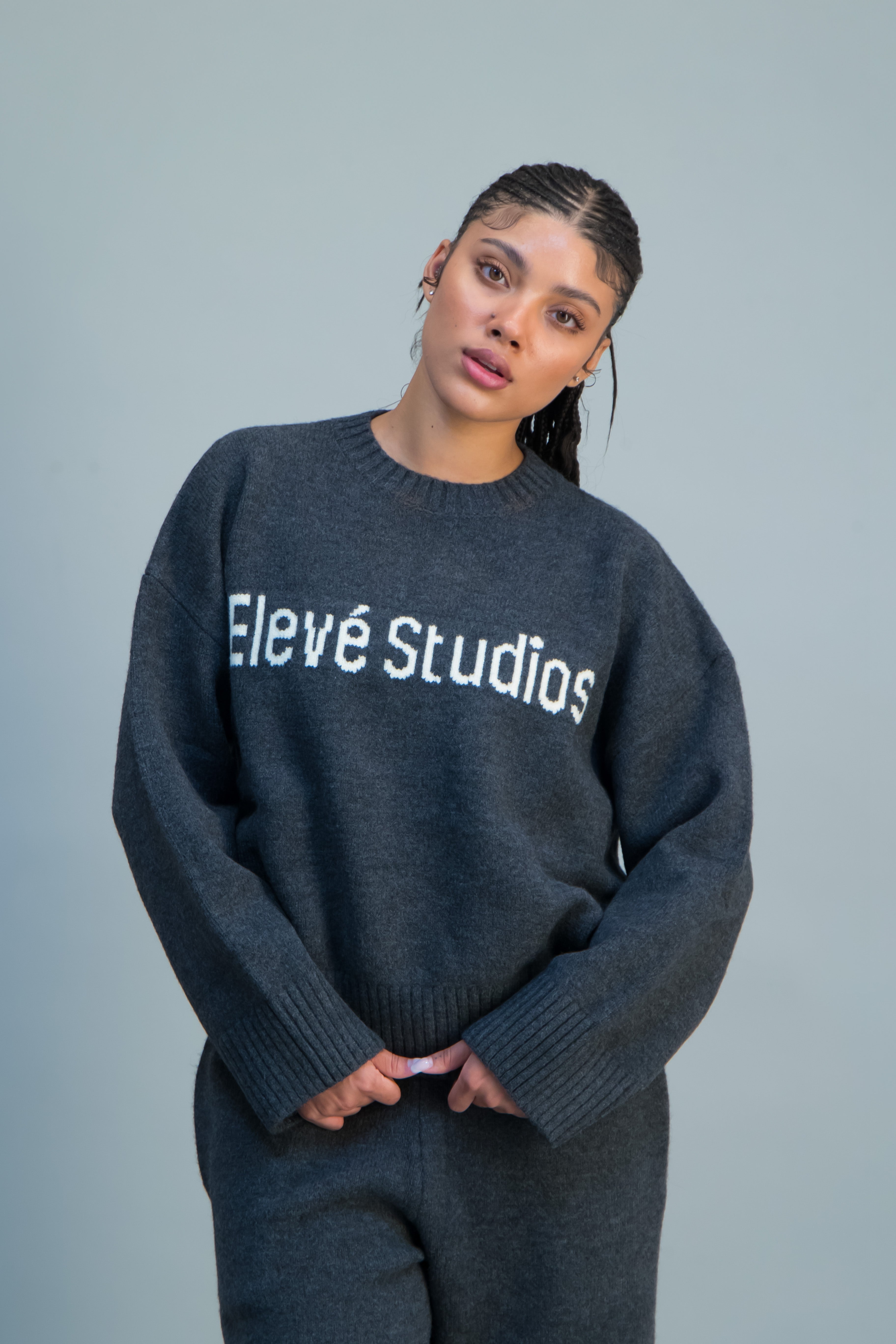 Charcoal  Grey Knitted Jersey